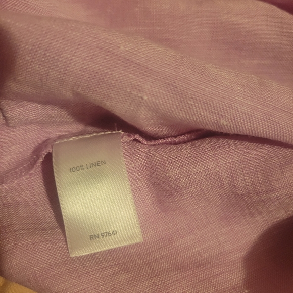 J Jill Love Linen Top Roll Tab Popover Lilac Purple Pink Sz Medium - Picture 12 of 14